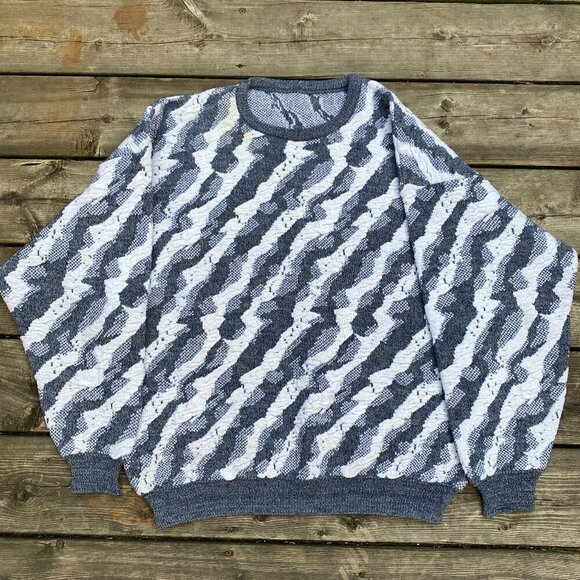 Vintage 90s Coogi Style 3D Knit Sweater Medium - Picture 1 of 9